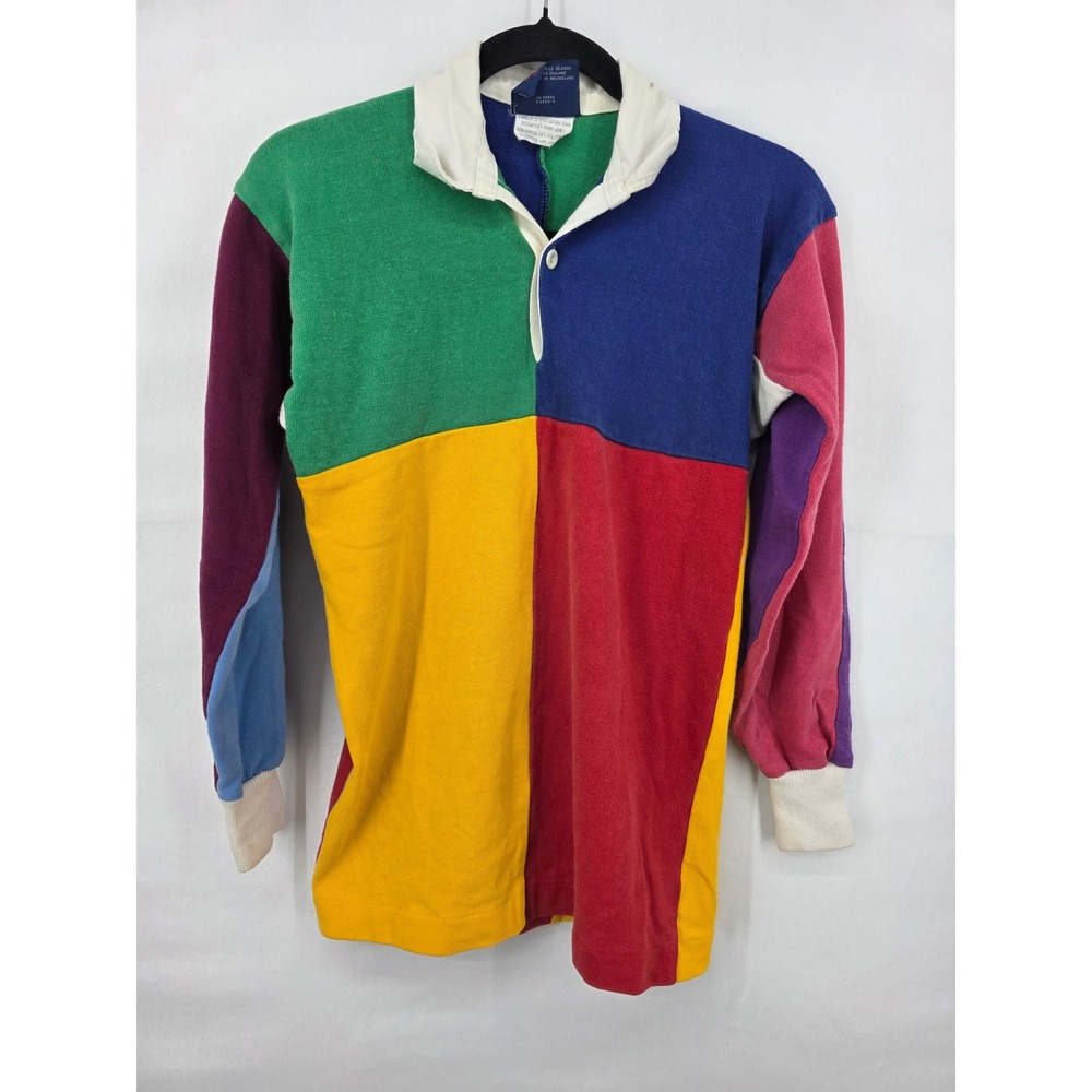 Canterbury of New Zealand Vintage Colorblock Rugby Jersey Multi Color Small 38
